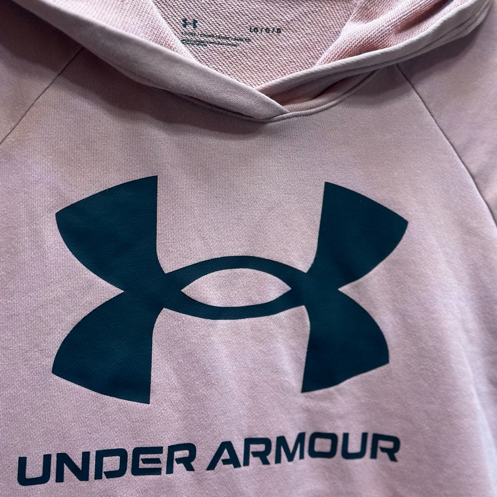 Under Armour Light Pink Hoodie with Dark Teal Logo